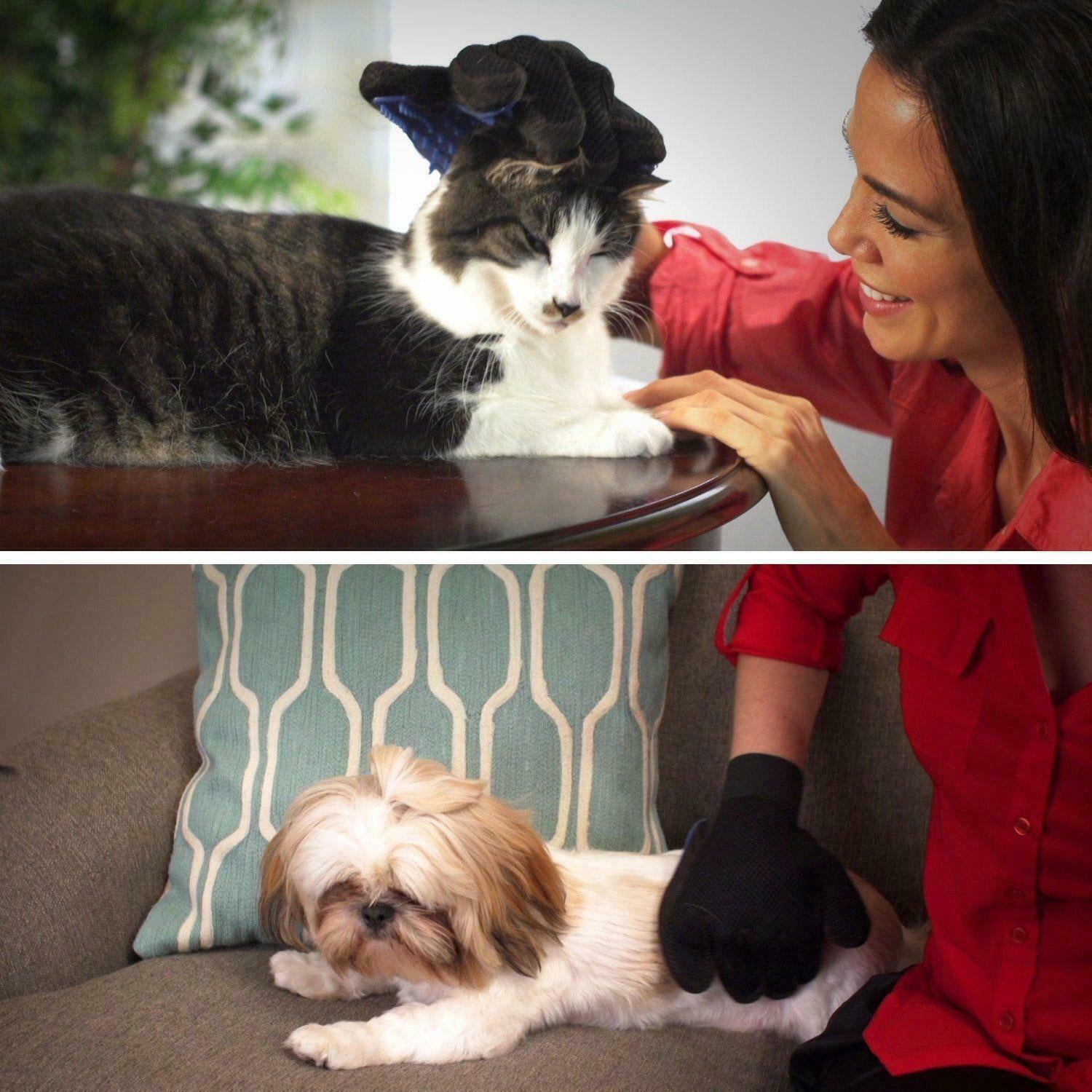 Deshedding Pet Dog Cat Grooming Glove Hair Fur Removal Brush Massage Tool