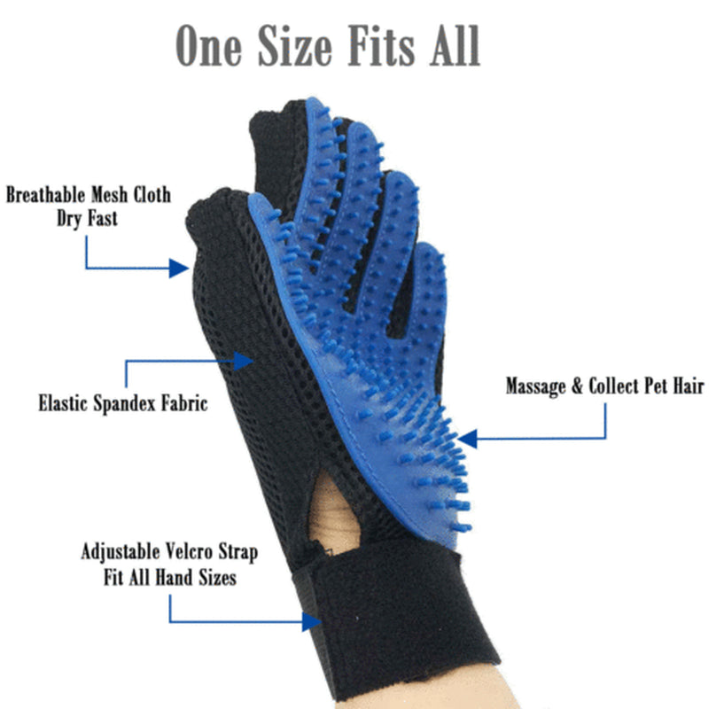 Deshedding Pet Dog Cat Grooming Glove Hair Fur Removal Brush Massage Tool